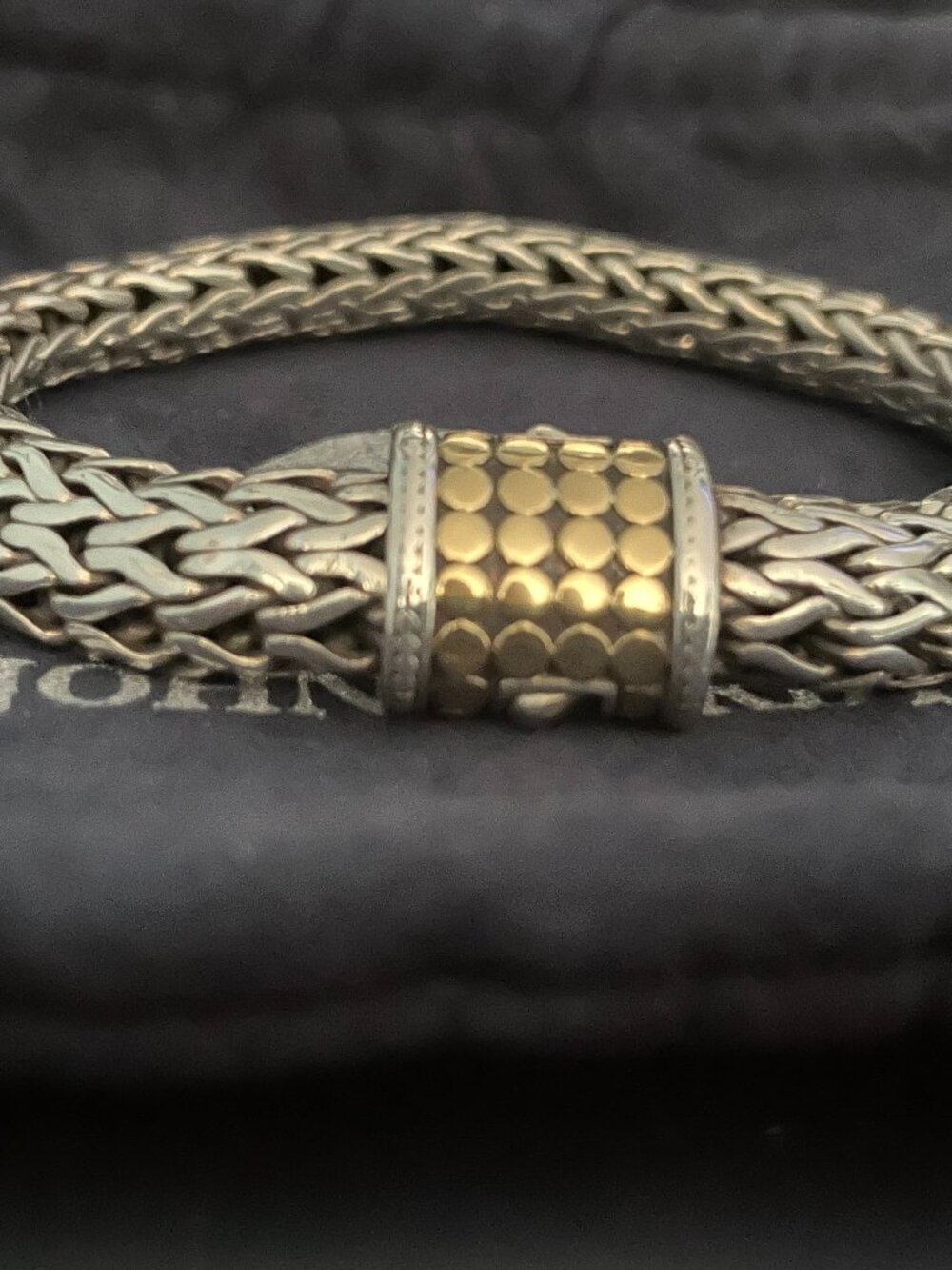 JOHN HARDY  BRACELET ICON CLASSIC CHAIN 18K GOLD DOTS STERLING